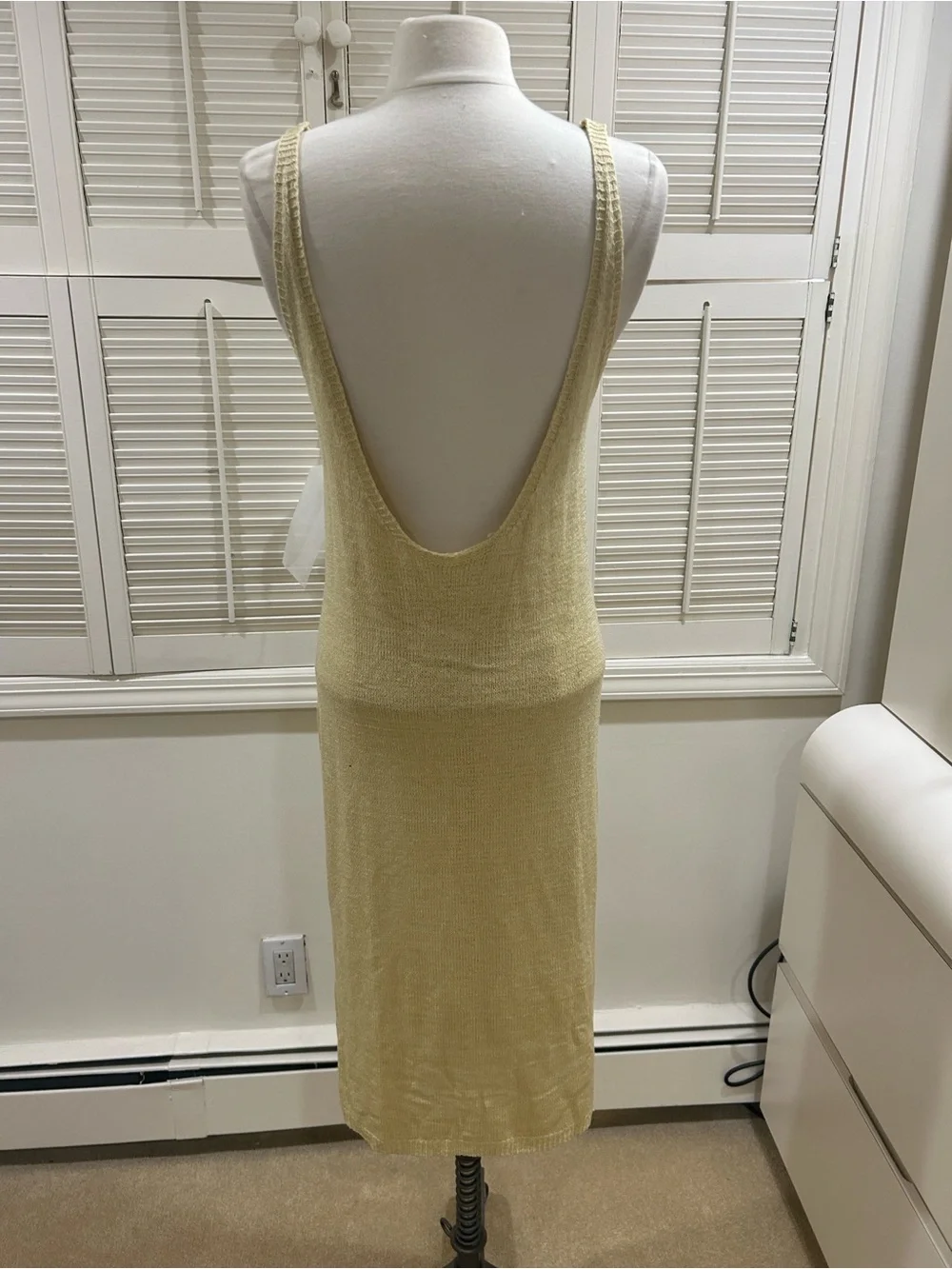 Light Yellow Knit Tank Dress - Women